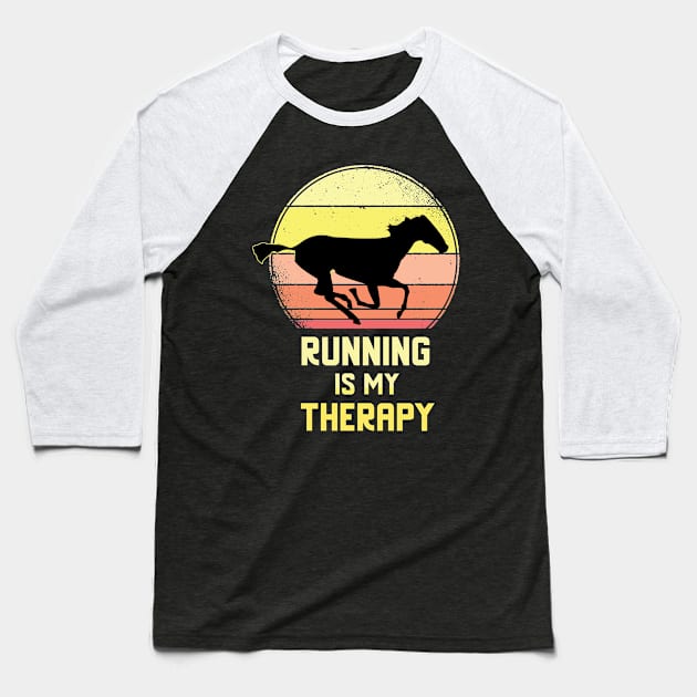 Running Is My Therapy Baseball T-Shirt by Dogefellas